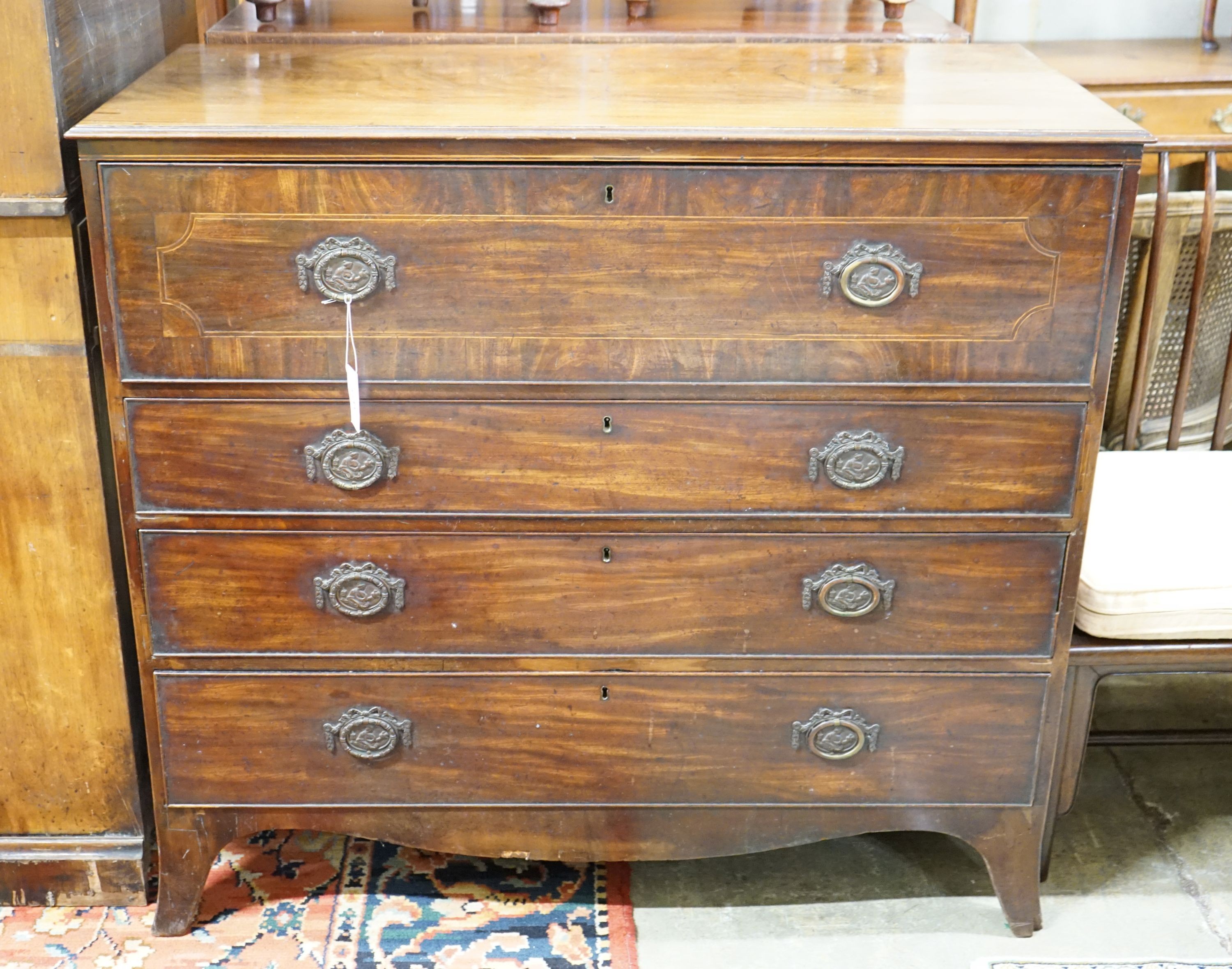A George IV banded mahogany chest, width 115cm, depth 55cm, height 106cm